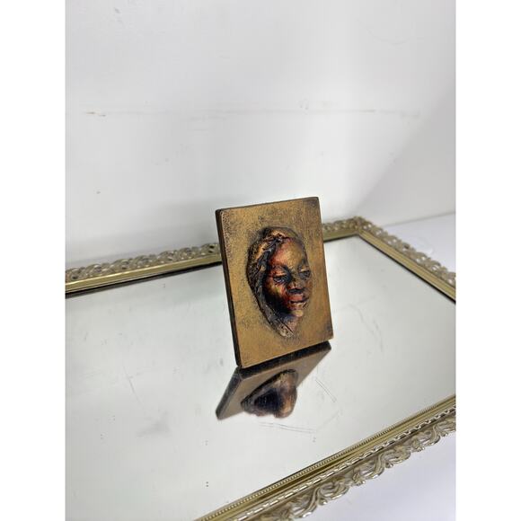 Unique Signed Bronze Plaque Sculpture with Face , Oditity - Picture 2 of 10